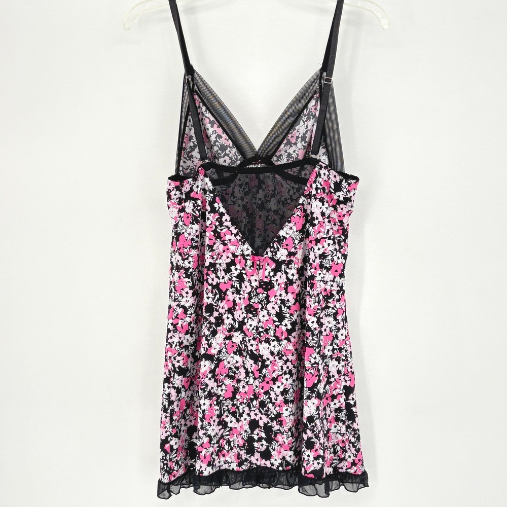 Jessica Simpson Pink Floral Mesh Babydoll Slip Dress Womens S Sheer Y2K Coquette - Picture 5 of 6